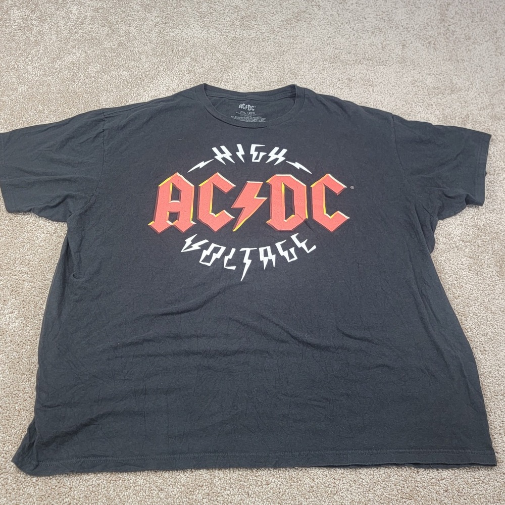 AC/DC High Voltage Graphic Print T-Shirt Black Rock Band Music Men's 2XL